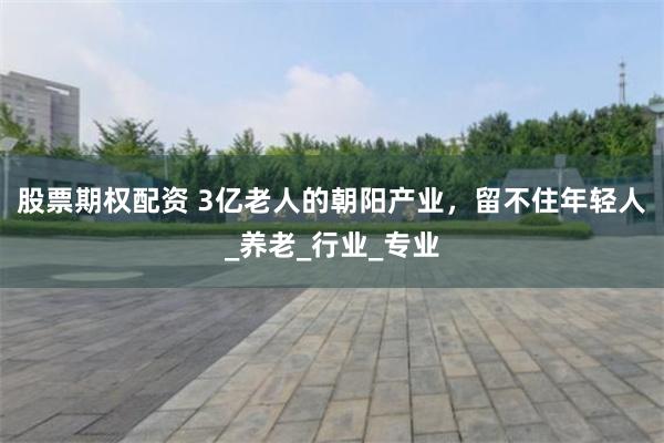 股票期权配资 3亿老人的朝阳产业，留不住年轻人_养老_行业_专业