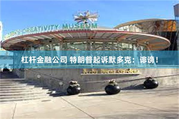 杠杆金融公司 特朗普起诉默多克：诽谤！